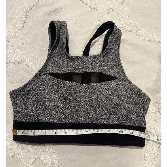 Lululemon Run The Day Sports Bra Fractal Dark Starlight Black Nulux Mesh Sz. 6 - Picture 4 of 9